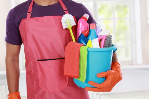 Office cleaning team working in a Battersea commercial workspace