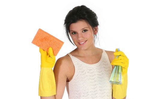 Local window cleaner working on a Battersea property