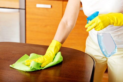 Local cleaner working in Battersea near residential buildings